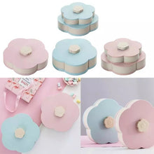 Cargar imagen en el visor de la galería, Caja de almacenamiento rotativa creativa de doble capa, organizador de decoración de boda de plástico con diseño de flores para aperitivos y dulces MOD GH6413
