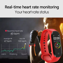 Cargar imagen en el visor de la galería, Reloj inteligente M4 con Bluetooth, pulsera con rastreador de Fitness, podómetro, monitor de ritmo cardíaco y presión arterial, resistente al agua
