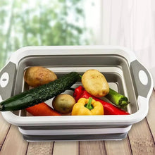 Cargar imagen en el visor de la galería, Tabla de cortar plegable multifunción, plato para 3 al aire libre, en cesta, fregadero de cocina, lavabos para campamento, portátil,
