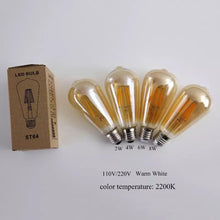 Cargar imagen en el visor de la galería, 4W E27 luz LED ST64 bombilla de LED regulable Retro Edison cubierta ámbar águila ledclaro 220V filamento LED lámpara de vidrio antiguo Vintage - mychinashop.com

