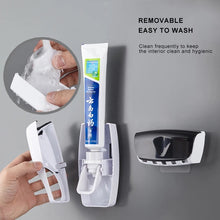 Cargar imagen en el visor de la galería, Dispensador de pasta de dientes automático, soporte de pared a prueba de polvo, soporte de pared para almacenamiento, exprimidor de Set de accesorios de baño MOD GH1723
