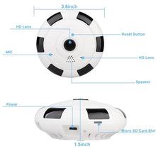 Cargar imagen en el visor de la galería, Cámara Mod 10364 EVKVO, 1080P, panorámica inalámbrica, Whit y cámara negra, cámara IP de red de seguridad para el hogar, lente de cámara de 360 grados, Ojo de pescado, visión nocturna IR - mychinashop.com
