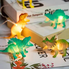 Cargar imagen en el visor de la galería, Guirnalda Cuerda de luces LED de 1,2 m con dinosaurios brillantes de aspecto realista para niños, juguete de plástico guirnalda MOD 6715-12
