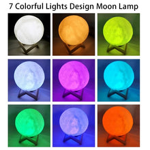 Cargar imagen en el visor de la galería, Lampara de Luna con control remoto grande 7 colores cargador usb tamaño 18 cm MOD L909

