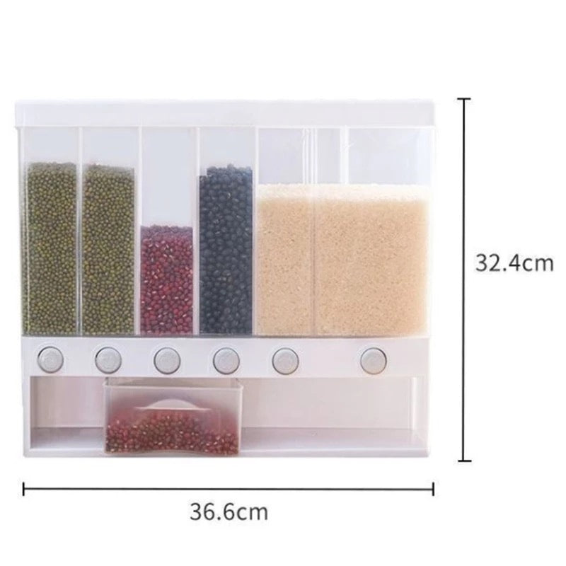 Caja de almacenamiento de arroz sellada para el hogar, contenedor de granos de cereales montado en la pared, dispensador de alimentos secos, tarro de almacenamiento de granos, organizador de cocina MOD 812