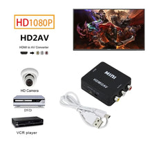 Cargar imagen en el visor de la galería, Adaptador de caja convertidora de vídeo compatible con AV a HDMI, RCA, CVSB, L/R, vídeo a HD, 1080P, HDMI, adaptador escalador, convertidor HDTV
