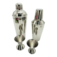 Cargar imagen en el visor de la galería, Set 4 pz BAR shaker grande shaker mediano 2 Jigger de acero inoxidable de alta calidad para Bar y fiesta, Kit de coctelera, bebida de espíritu Dual, taza de medida, herramienta de Bar
