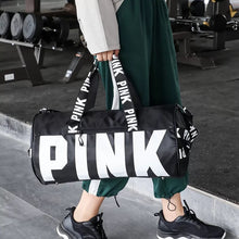 Cargar imagen en el visor de la galería, Bolsa de viaje rosa para mujer, bolsa de lona de entrenamiento Fitness para viaje, bolsa de equipaje deportiva impermeable de gran capacidad para gimnasio MDO 2022-7
