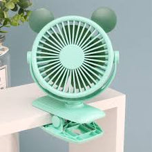 Cargar imagen en el visor de la galería, Ventilador de alto flujo  360  grados para escritorio oficina recamara de batería y pila recargable moda kawai MOD LM7545
