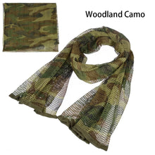 Cargar imagen en el visor de la galería, Pañuelo táctico de camuflaje militar para hombre y mujer, bufanda transpirable de malla, velo facial de francotirador para camuflaje, Airsoft, caza, ciclismo, 190x90
