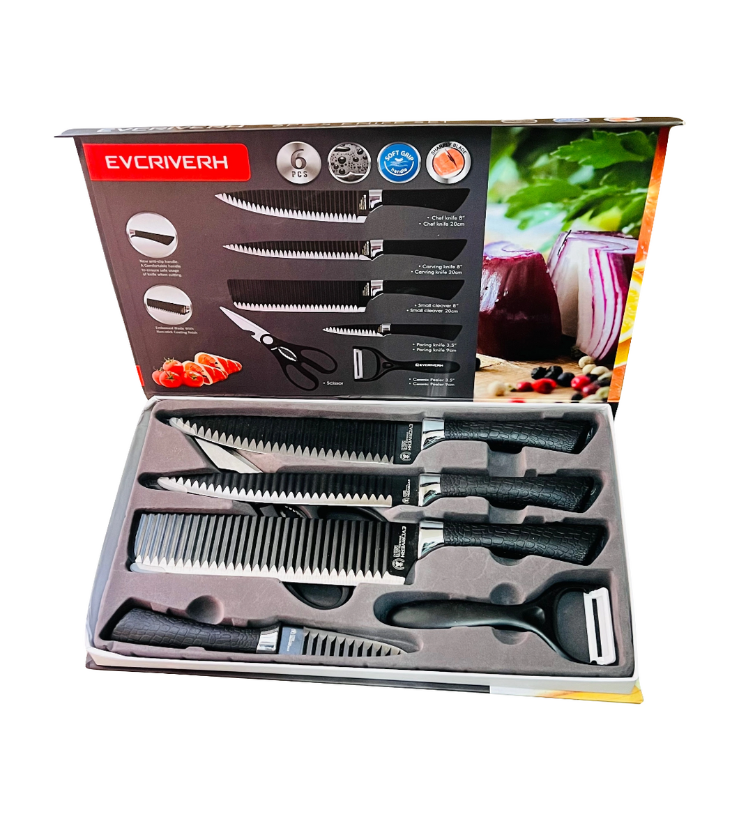 Juego de cuchillos de cocina de acero inoxidable, herramientas de caja de regalo, cuchillo de cocina forjado, tijeras, pelador de cerámica, rebanador de Chef, cuchillo de fruta Nakiri  con tabla MOD RO-3