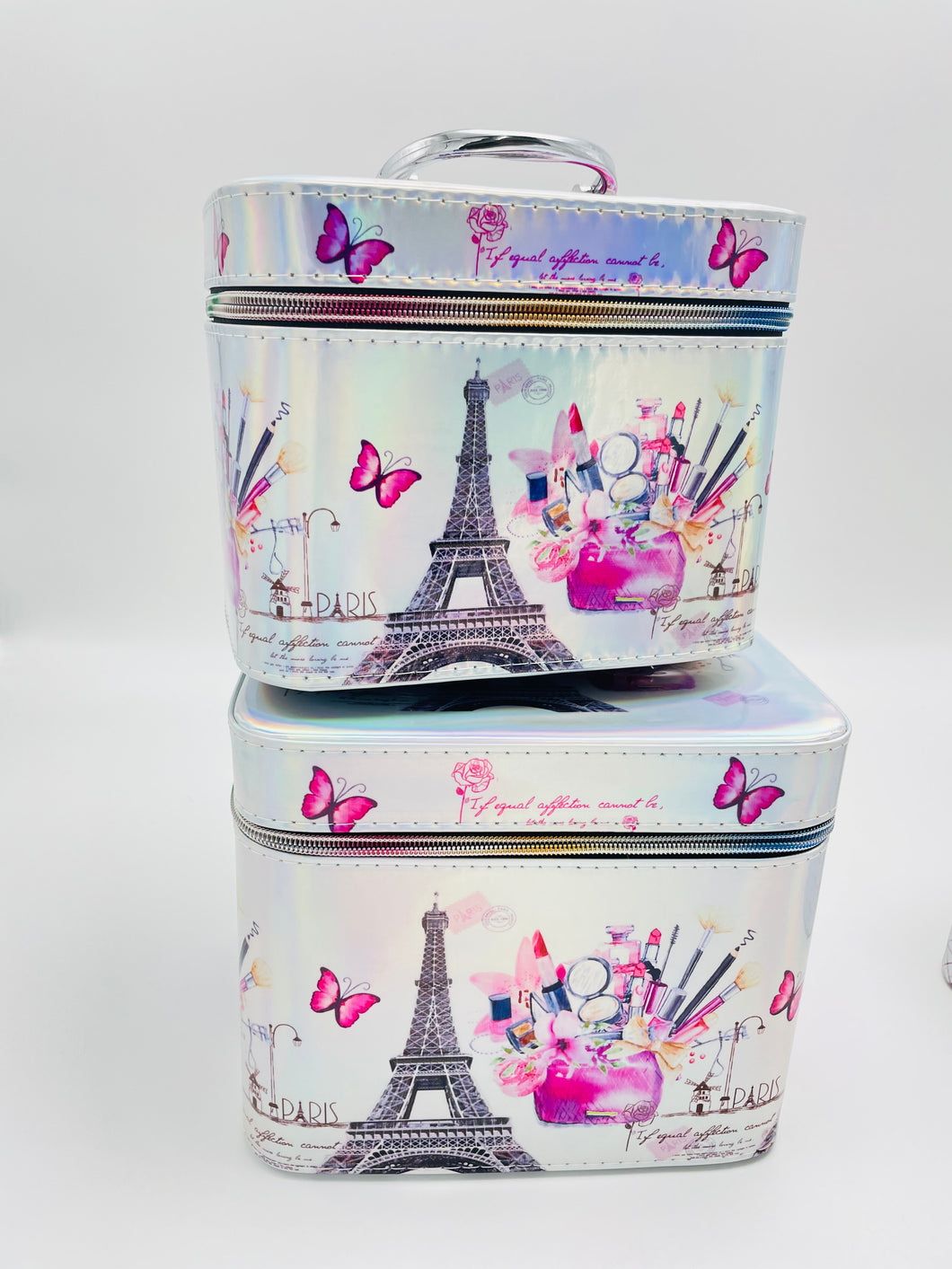 Estuche de cosméticos 2 pz   PARIS y Londres profesional portátil de gran capacidad, bolsa de maquillaje de mano, a la moda, almacenamiento multicapa, caja de belleza MOD CX3102