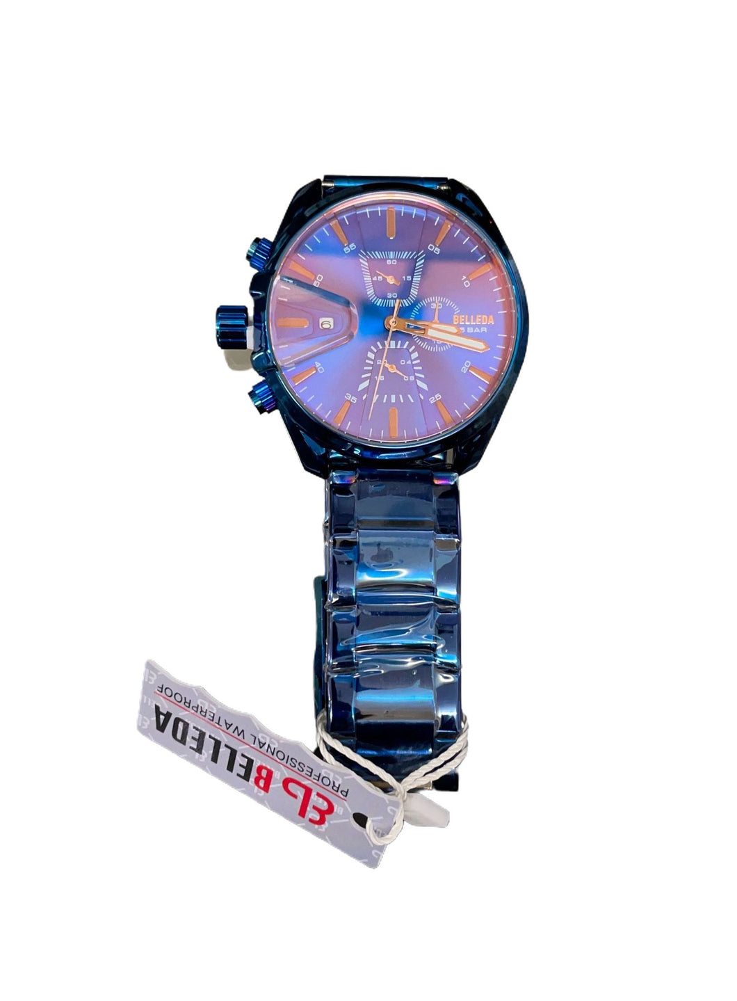 Reloj de acero inoxidable cronológico con fechador resistente al agua BELLEDA