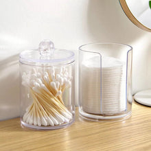 Cargar imagen en el visor de la galería, Contenedor de acrílico redondo cotonete isopo Qtip para cosméticos, organizador para almohadilla multifuncional de algodón de maquillaje, caja de almacenamiento de joyas y tarros de caramelo
