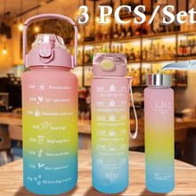 Cargar imagen en el visor de la galería, Botella de agua deportiva de gran capacidad para niñas y niños, Juego de 3 botellas con marcador de tiempo, 2000ML, 900ML, 280ML MOTIVACIONAL 3 Pz MOD 2576
