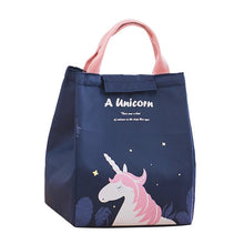 Cargar imagen en el visor de la galería, Bolsa térmica de dibujos animados para pícnic y niños, organizador de viaje para el desayuno, Almacenamiento Aislado, impermeable, fiambrera UNICORNIO
