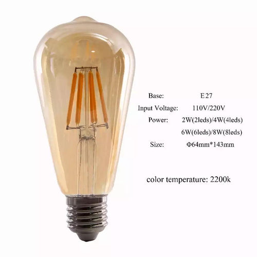 4W E27 luz LED ST64 bombilla de LED regulable Retro Edison cubierta ámbar águila ledclaro 220V filamento LED lámpara de vidrio antiguo Vintage - mychinashop.com