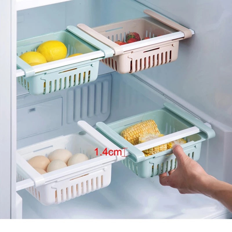 Organizador de cocina ajustable, estante de almacenamiento para nevera, congelador, cajón extraíble, ahorrador de espacio MOD 680715