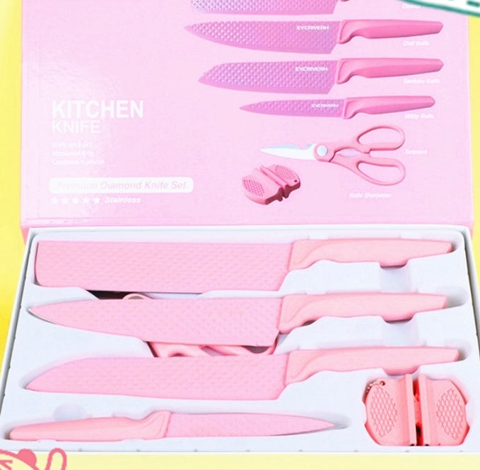 Juego De Cuchillos De Cocina rosa MOD RO-2