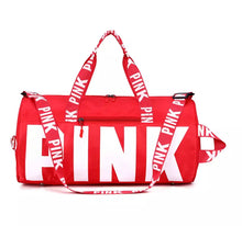 Cargar imagen en el visor de la galería, Bolsa de viaje rosa para mujer, bolsa de lona de entrenamiento Fitness para viaje, bolsa de equipaje deportiva impermeable de gran capacidad para gimnasio MDO 2022-7
