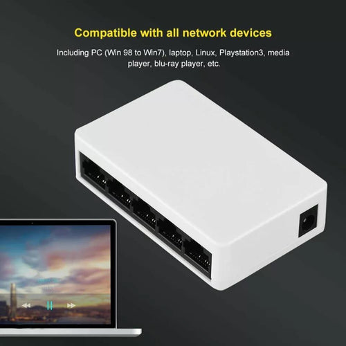 Swich 5 puertos Red Universal de 5 puertos autoadaptable, concentrador de escritorio para el hogar, 100 Mbps, LAN, Ethernet, minidivisor MOD CON395 - mychinashop.com