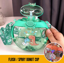 Cargar imagen en el visor de la galería, Vaso con spray  y luz 450ml y correa para colgar con popote y tapa celladora alta calidad moda KAWAI Flash Donut Spray Cup MOD T-1
