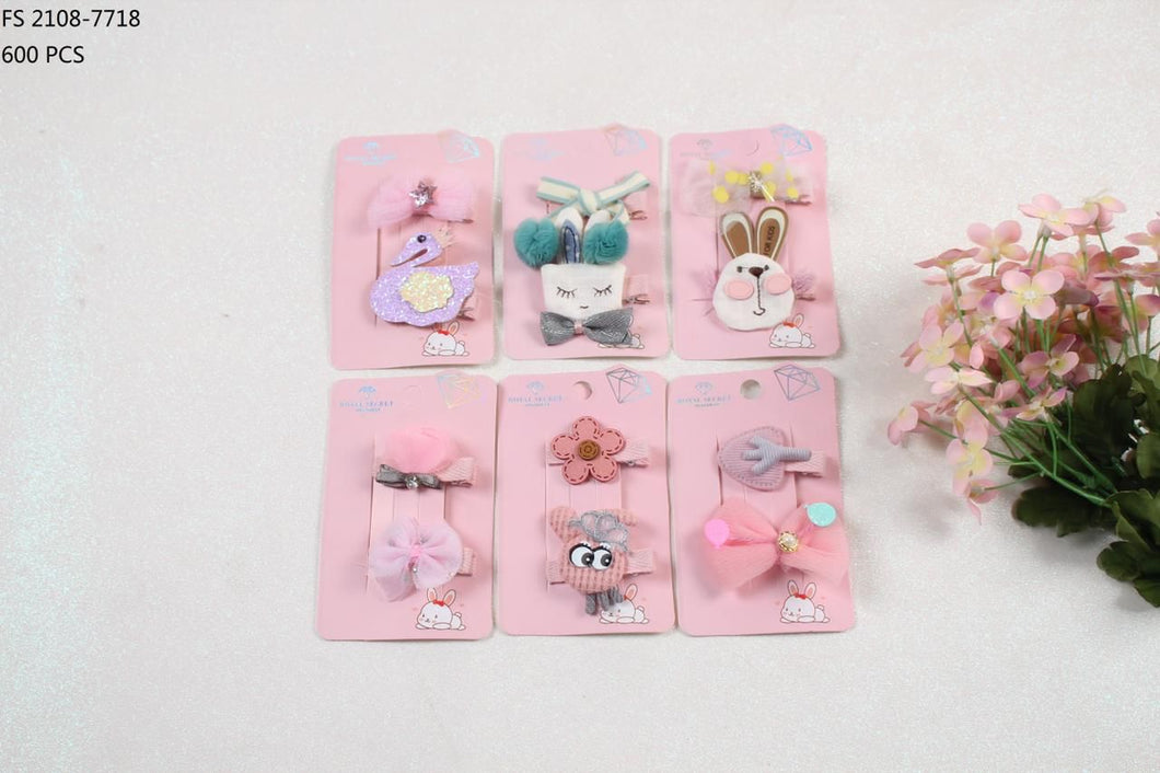Paquete de 12 Juego de pinzas a presión para niña, lazos de animales de tela, conjunto de pinzas para el pelo de flores, accesorios para el cabello para niña MOD FS2018-7718