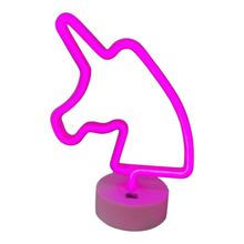 Cargar imagen en el visor de la galería, Lámpara de noche Led de neón de unicornio arcoíris para dormitorio de niñas, luz cálida de noche para decoración de habitación, lámpara de escritorio de mesa de acrílico 3d MOD B0012
