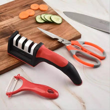 Cargar imagen en el visor de la galería, KID 3 pz Afilador de cuchillos profesional de 3 etapas, piedra de afilado de acero de tungsteno y cerámica, accesorios de cocina, MOD GH52-33
