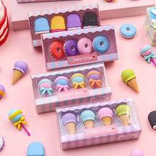 Cargar imagen en el visor de la galería, Juego de borradores de postre Yummy para niños, Mini Piruleta de helado, Donuts de goma de borrar para lápiz escolar, MOD CL5342
