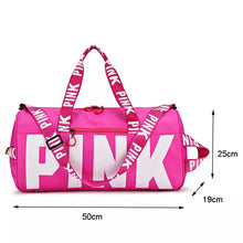 Cargar imagen en el visor de la galería, Bolsa de viaje rosa para mujer, bolsa de lona de entrenamiento Fitness para viaje, bolsa de equipaje deportiva impermeable de gran capacidad para gimnasio MDO 2022-7
