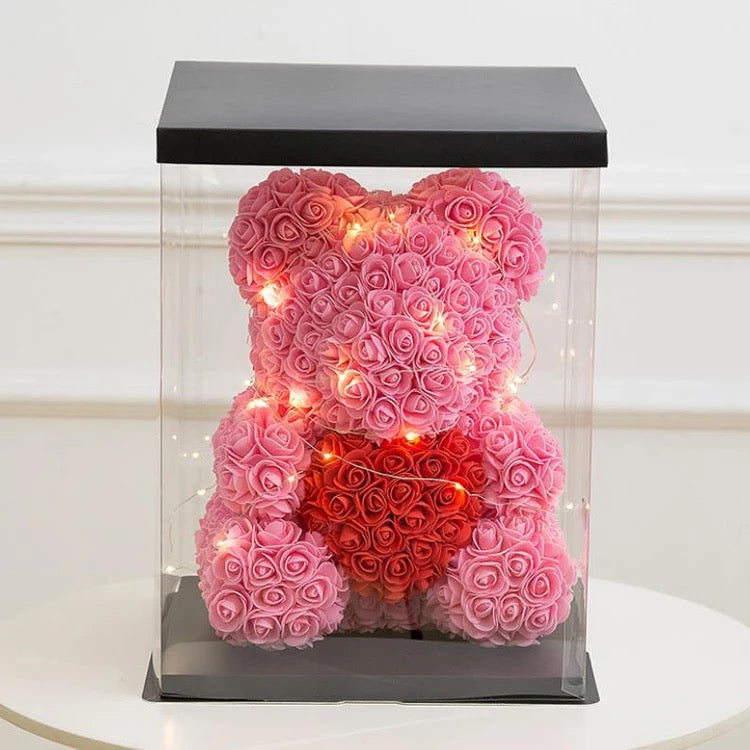 Oso de peluche con forma de rosa para mujer, Osito de 25 cm con forma de corazón, flor Artificial san Valentín