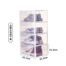 Cargar imagen en el visor de la galería, Cajas de plástico transparente para organizar zapatos, contenedores apilables tipo cajón con apertura frontal, soporte para zapatillas, HORIZONTAL
