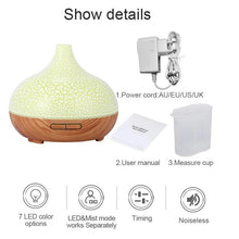 Cargar imagen en el visor de la galería, Difusor de Aroma de 500ml, humidificador de aire de grano de madera con luces LED.  AJ-505L - mychinashop.com
