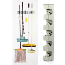 Cargar imagen en el visor de la galería, Organizador de cocina de 3/4/5 posiciones, soporte de almacenamiento montado en la pared para fregonas, Escobas y cepillos ABS, organizador para el hogar MOD GH6403
