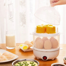 Cargar imagen en el visor de la galería, Hervidor eléctrico de huevos, minivaporera automática de doble capa, herramienta de cocina para desayuno, MOD ZE-2288
