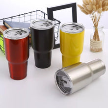 Cargar imagen en el visor de la galería, Vaso tipo yeti liso Vasos aislados de acero inoxidable con tapas, vaso de doble pared aislado al vacío, Úsala como taza de viaje, taza de café  30 oz 900 ml MOD 2005
