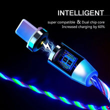Cargar imagen en el visor de la galería, Cargador 360 con tres entradas con iman y luz led rítmico MOD W-016 varios colores - mychinashop.com
