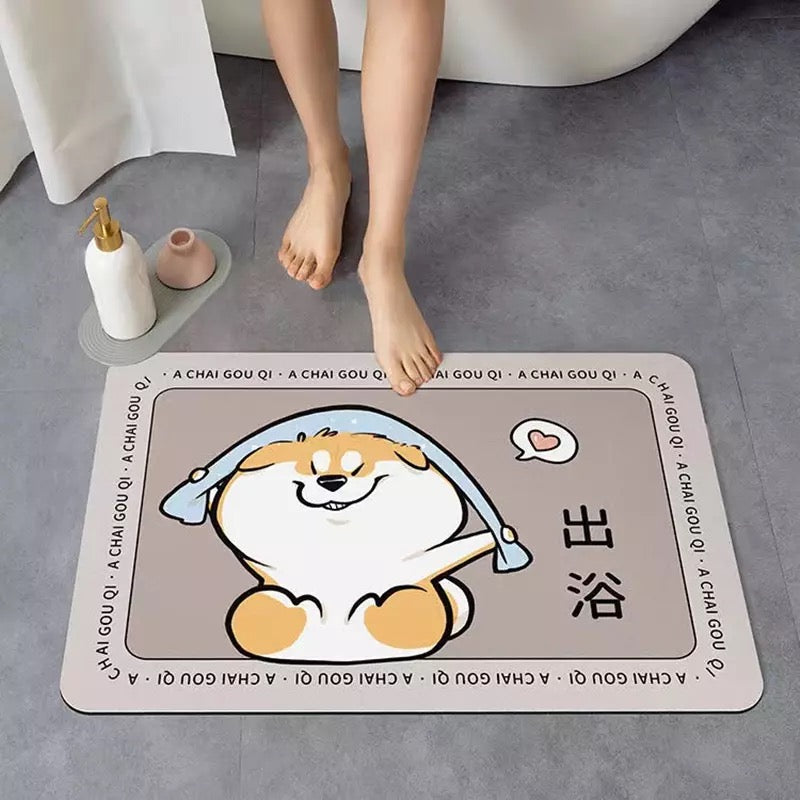 Alfombrilla de ducha absorbente para perro, alfombra de baño de secado rápido, antideslizante