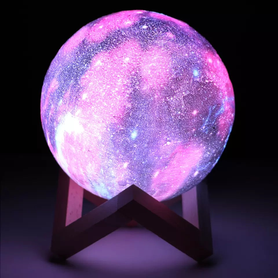 Lámpara touch galaxia Lámpara de luna con impresión 3D, 3 colores, cielo estrellado, Galaxia, luz de noche  con control MOD 208