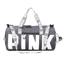 Cargar imagen en el visor de la galería, Bolsa de viaje rosa para mujer, bolsa de lona de entrenamiento Fitness para viaje, bolsa de equipaje deportiva impermeable de gran capacidad para gimnasio MDO 2022-7
