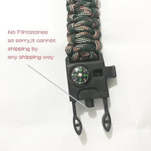 Cargar imagen en el visor de la galería, Pulsera de supervivencia de emergencia 4 en 1 para hombre, cuerda de paracaídas de rescate al aire libre, pulsera de silbato, brújula, Paracord, sin Flintstones tres colores - mychinashop.com
