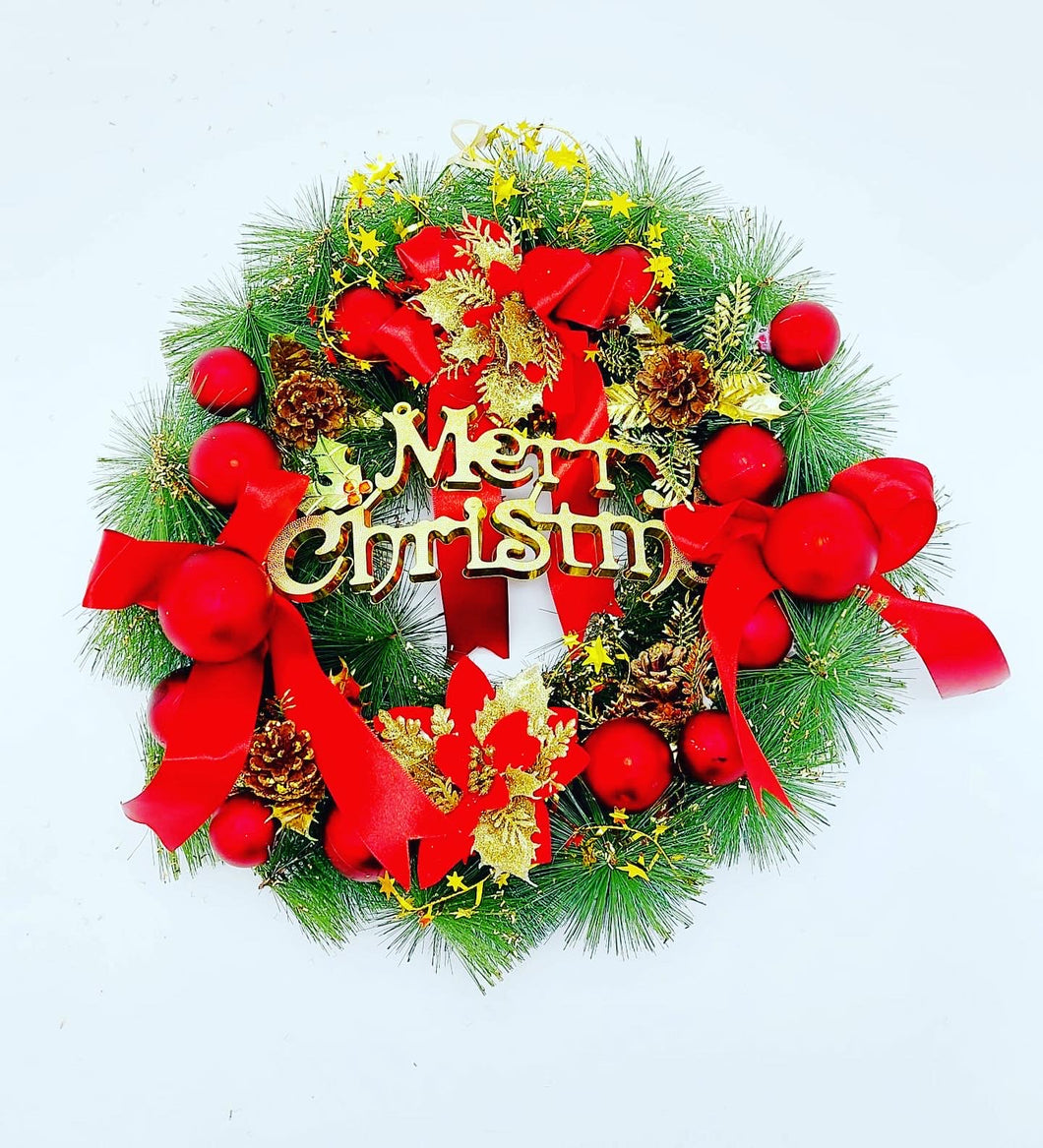 Elegante corona de navidad roja, champán Corona de Navidad de oro, adorno de pared para puerta y ventana, decoraciones para el hogar MOD SDD001