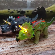 Cargar imagen en el visor de la galería, Triceratops luz y sonido Juguetes Educativos de gran tamaño para niños, robot de dinosaurio eléctrico para caminar, modelo electrónico de Animal con sonido ligero MOD 817
