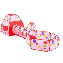 Cargar imagen en el visor de la galería, Casa castillo de juegos para niños, tienda de túnel para gatear en interiores y exteriores, Juego de 3 piezas, piscina de bolas, corralito para bebés, valla,
