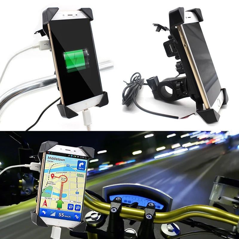 Soporte de montaje en espejo para manillar de motocicleta, con cargador USB, 1 ud. MOD CD-3082