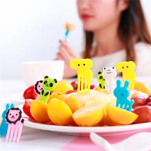 Cargar imagen en el visor de la galería, Mini Tenedor de fruta con dibujos de animales para niños, accesorios de decoración para fiesta, 10 pz
