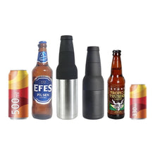 Cargar imagen en el visor de la galería, Soporte para latas de cerveza 2 en 1, termo aislado al vacío de , de acero inoxidable, con abridor ,16oz  MOD ZE-346

