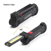 Cargar imagen en el visor de la galería, Linterna LED de trabajo portátil, linterna magnética con carga USB, COB, giratoria, gancho 180, lámpara colgante para Reparación de automóviles/Camping MOD 808/308 MOD W52
