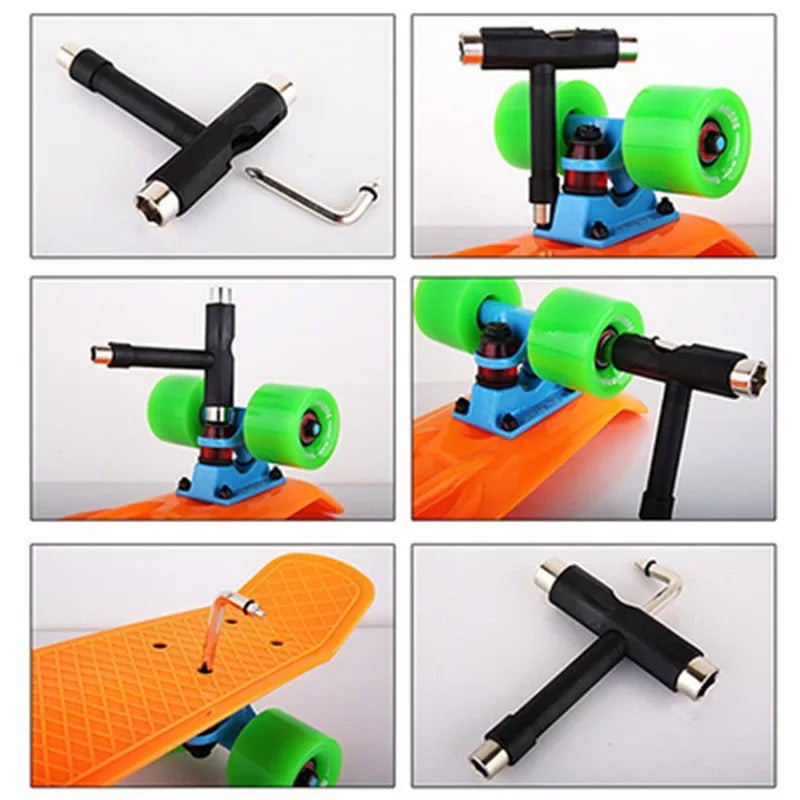 Herramientas de patineta portátil, herramienta multifunción para Skate, destornillador, llave para Longboard